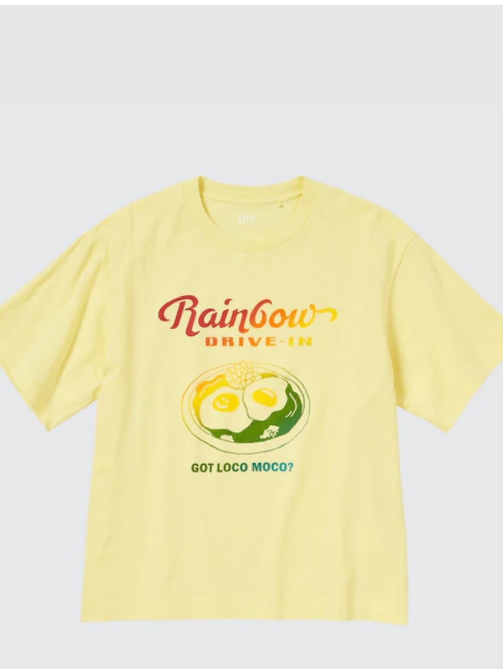 Uniqlo Yellow Graphic Tee with Red & Orange Print